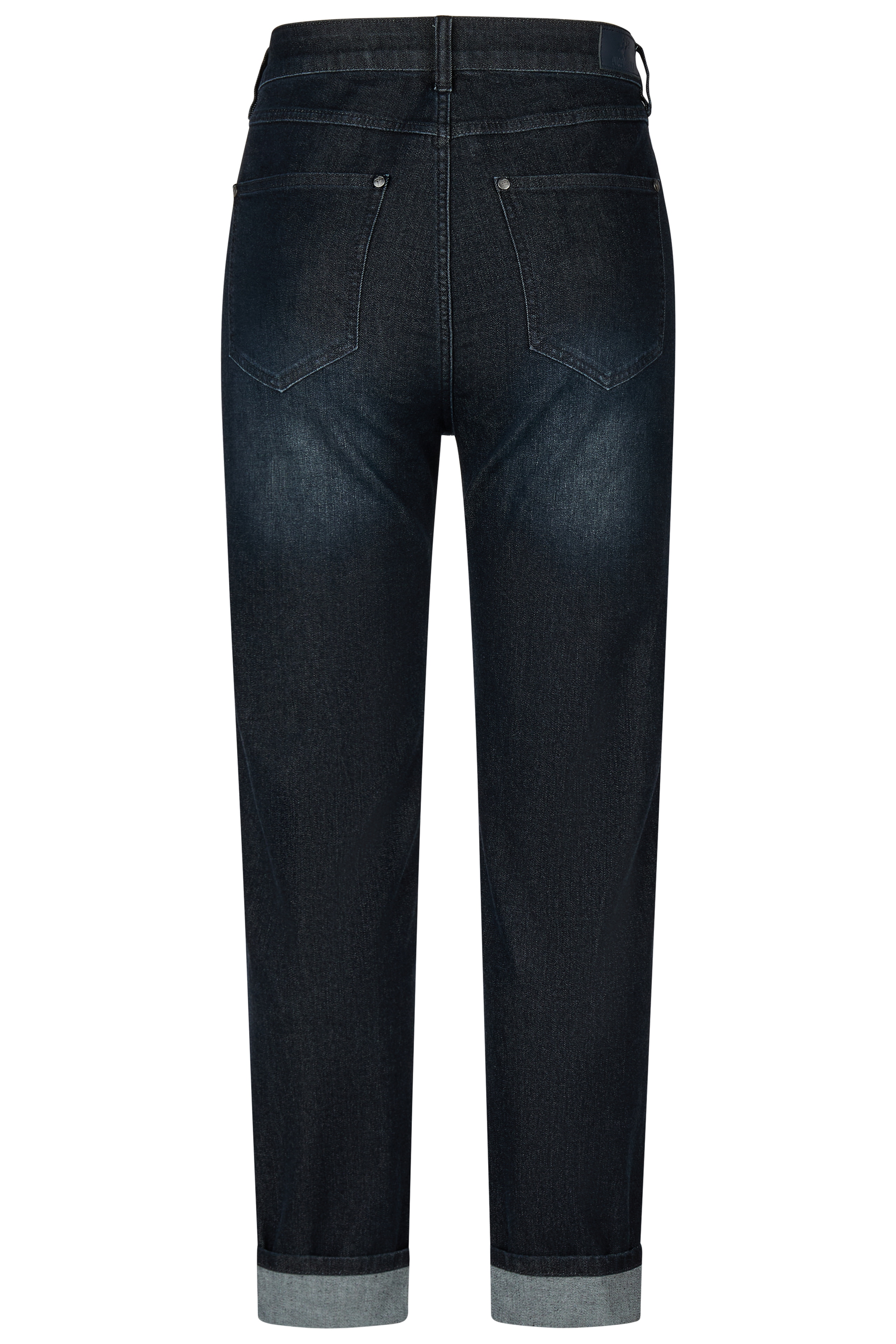57Ivy, Mom-Fit-Jeans, 5-Pocket-Style, Umschlag-Saum mit roten Kontrastnähten