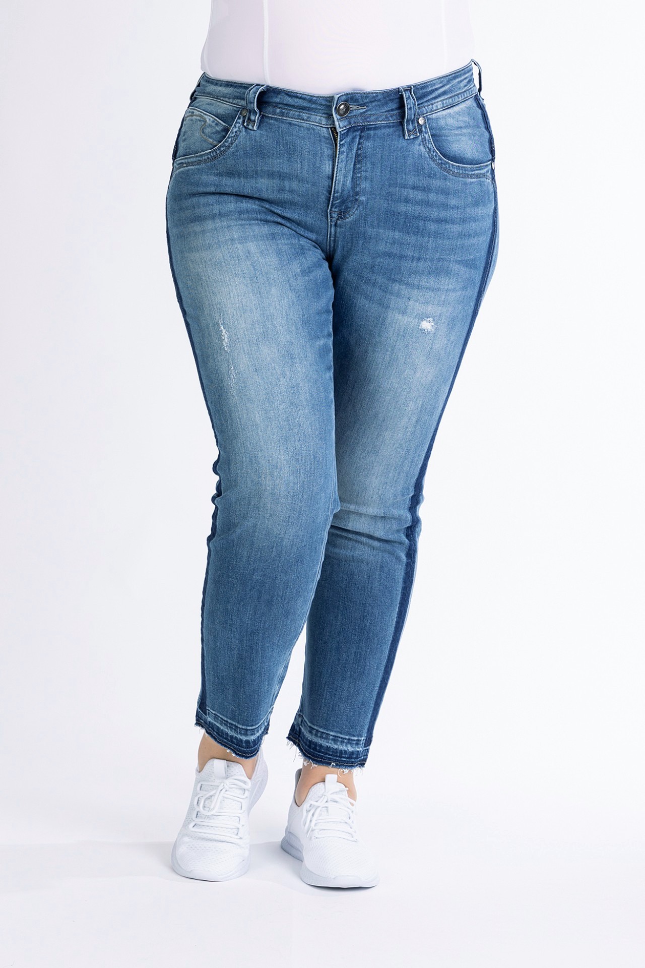 Skinny-Fit-Jeans 57Lily, cropped mit offenem Saum