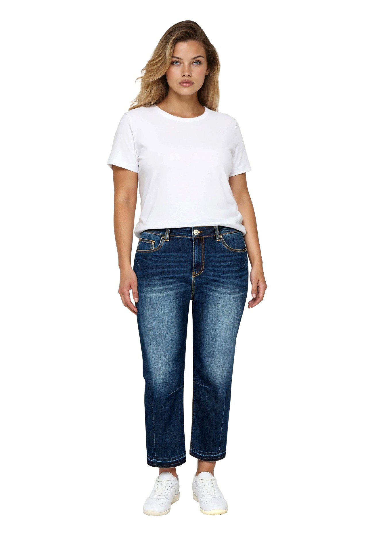 Barrel-Fit-Jeans 57Lotus , cropped mit offenem Saum